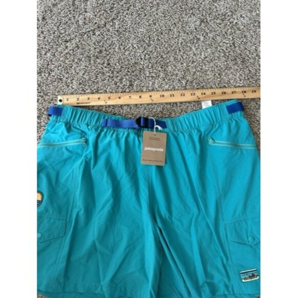 Patagonia Women's Outdoor Everyday 4" Shorts Size XL Belted Teal Active Logo - Picture 7 of 10